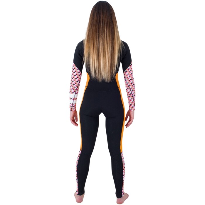 2024 Hurley Womens Plus Printed 4/3mm Chest Zip Wetsuit WFS0012433 - Gym Red / Burghundy Crush